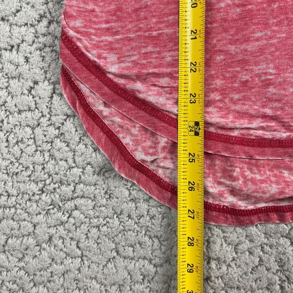 Seven7 Studded Burnout Shirt Womens Large Red Sheer Short Sleeve Pocket Tee - Picture 5 of 7